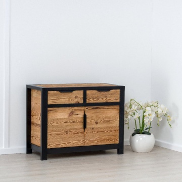 Comoda lemn masiv dormitor Rustic Loft cu 2 usi si 2 sertare, 110 x 50 x 85 cm - Img 7