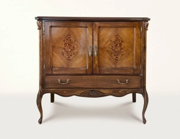 Comoda Monalisa Classic Stil cu 2 usi si 1 sertar, furnir nuc cu intarsie, 123 x 51 x H 125 cm - Img 2