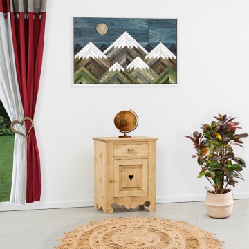 Comoda Rustic Flame cu 1 usa si 1 sertar, Lemn masiv rustic, 65 x 46 x 85 cm - Img 1