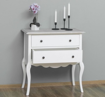 Comoda Shabby lemn masiv, 2 sertare, 80 x 48 x 82 cm - Img 3