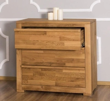 Comoda Stejar Masiv Wild Country cu 3 sertare, 95 x 50 x 90 cm - Img 5