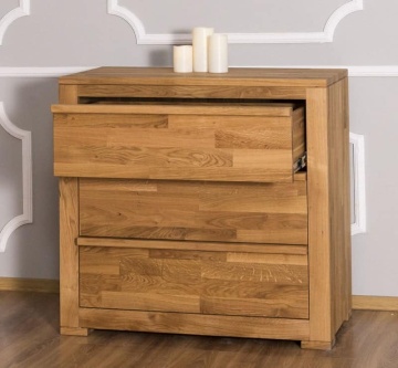 Comoda Stejar Masiv Wild cu 3 sertare, lemn masiv de stejar, 95 x 50 x 90 cm - Img 5
