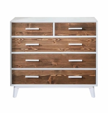 Comoda Terra Home cu 3+2 sertare, lemn masiv si mdf alb, 98 x 45 x 85 cm - Img 2