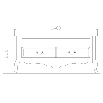 Comoda TV Bergamo Lemn Masiv, 2 sertare, 140 x 47 x 60 cm - Img 3