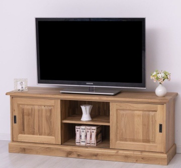 Comoda TV Stejar Wild Country, 2 usi culisante, lemn masiv stejar, 160 x 46 x 60 cm - Img 4