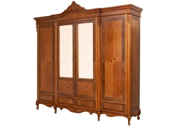 Dulap dormitor Josephine Classic Stil, 4 usi si 4 sertare, furnir nuc, 220 x 66 x H 252 cm - Img 2
