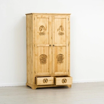 Dulap dormitor lemn masiv Rustic Alpin cu 2 usi si 2 sertare, 110 x 65 x 200 cm - Img 2