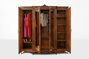 Dulap dormitor Monalisa Classic Stil cu 4 usi, furnir nuc cu intarsie, 235.5 x 68.4 x H 237.5 cm - Img 2