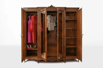 Dulap dormitor Monalisa Classic Stil cu 4 usi, furnir nuc cu intarsie, 235.5 x 68.4 x H 237.5 cm - Img 2