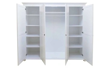 Dulap dormitor Noblesse cu 4 usi, Lemn Masiv, 221 x 60 x 210 cm, Alb - Img 5