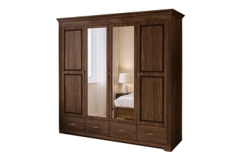 Dulap dormitor Nocce, 4 usi, cu oglinzi lemn masiv tei, 205 x 61 x 207 cm - Img 2