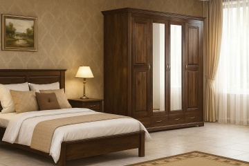 Dulap dormitor Nocce, 4 usi, cu oglinzi lemn masiv tei, 205 x 61 x 207 cm - Img 2