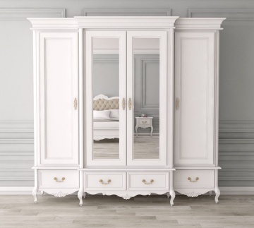 Dulap Dressing Lemn Masiv Bergamo cu 4 usi, 257.5 x 60 x 245 cm - Img 1