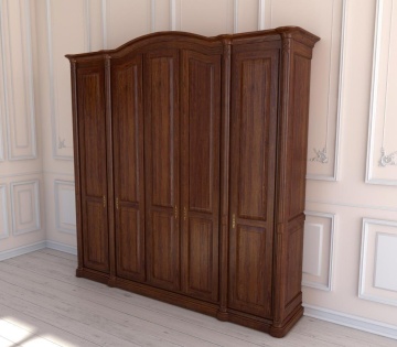 Dulap Dressing lemn masiv dormitor Treviso cu 5 usi, 258 x 66 x 257 cm - Img 1