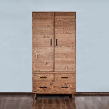 Dulap Terra Home cu 2 usi si 3 sertare, lemn masiv, 100 x 55 x 200 cm - Img 1
