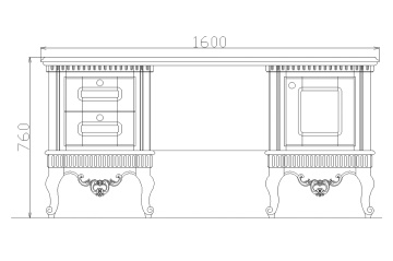 Masa de Birou Stefania, 2 sertare si 1 usa, lemn masiv, 160 x 60 x 76 cm - Img 3