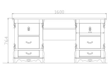 Masa de toaleta / Birou dormitor Royal, lemn masiv, 160 x 50 x 76.4 cm - Img 3