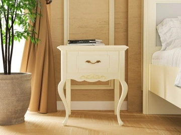 Noptiera cu 1 sertar dormitor Sabina Lux Classic Stil, vopsit crem Roma, 52 x 42 x 63 cm