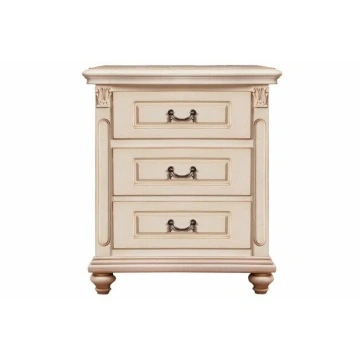 Noptiera dormitor Francesca Classic Stil, crem cu patina maro, 60 x 42 x 68 cm