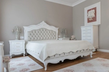 Noptiera dormitor Josephine Classic Stil lemn masiv vopsit alb, 61 x 41.5 x H 67 cm - Img 2