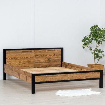 Pat dormitor Lemn Masiv Rustic Loft , 140 cm, 160 cm sau 180 x 200 cm - Img 5