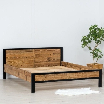 Pat dormitor Lemn Masiv Rustic Loft , 90 cm, 140 cm, 160 cm sau 180 x 200 cm - Img 5