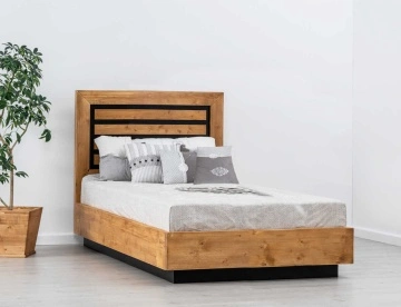 Pat dormitor Mexicana lemn masiv, suport saltea inclus, 90 x 200 cm