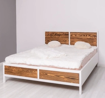 Pat dormitor Rustic Olala lemn masiv + mdf, 90 cm, 140 cm, 160 cm sau 180 x 200 cm - Img 2