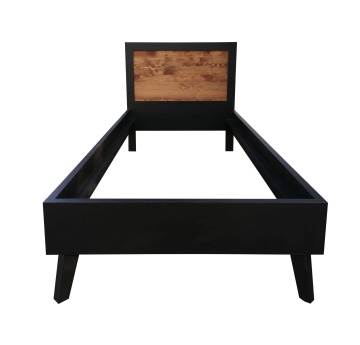 Pat dormitor Terra Home, lemn masiv, negru, 90 x 200 cm - Img 3