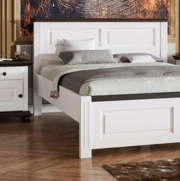 Pat Sara Prime lemn masiv finisaj alb unt - nuc, 90 cm, 120 cm, 140 cm, 160 cm sau 180 cm sau 200 × 200 cm - Img 2