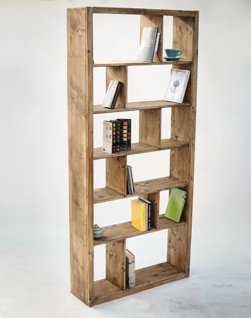 Raft biblioteca Cubicus, lemn masiv pin, 100 x 30 x 200 cm - Img 1