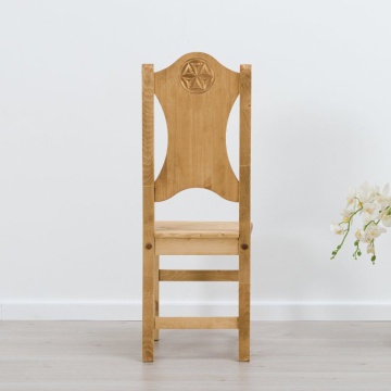 Scaun Lemn Masiv, sculptura pe 2 fete Ursul Carpatin, 40 x 42 x 101 cm - Img 2