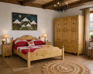 Set dormitor Rustika 3 piese mobilier lemn masiv