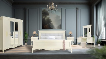 Set mobila dormitor Sabina Lux Classic Stil, 3 piese, finisaj vopsit crem Roma - Img 6