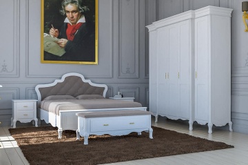 Bancheta tapitata cu 1 sertar Andra, lemn masiv, 150 x 40 x 40 cm - Img 3