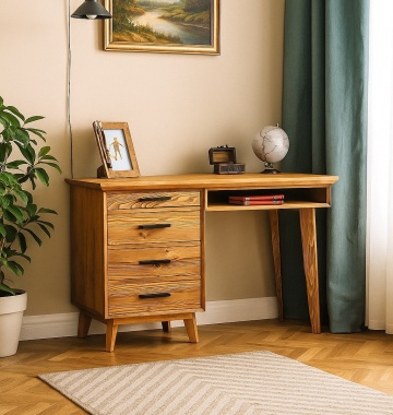 Birou Terra Home cu 4 sertare, lemn masiv, 120 x 60 x 76 cm - Img 1