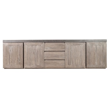 Bufet Alaska cu 3 sertare si 4 usi, lemn masiv stejar + microciment, 254 x 46 x 71 cm - Img 2
