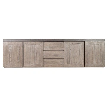 Bufet Alaska cu 3 sertare si 4 usi, lemn masiv stejar + microciment, 254 x 46 x 71 cm - Img 3