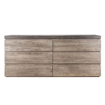 Comoda Alaska cu 6 sertare, lemn masiv stejar + microciment, 183 x 51 x 81 cm - Img 3