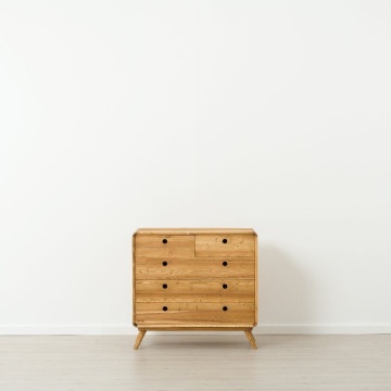 Comoda cu 5 sertare Sahara, Lemn masiv periat, 90 x 45 x 85 cm - Img 5
