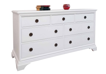 Comoda dormitor Aurelia cu 7 sertare, 149 x 50 x 80 cm, lemn masiv alb - Img 2