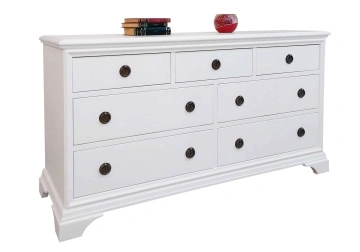 Comoda dormitor Aurelia cu 7 sertare, 149 x 50 x 80 cm, lemn masiv alb - Img 2