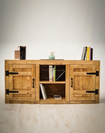 Comoda Equator, lemn masiv pin, 150 x 38 x 80 cm - Img 1