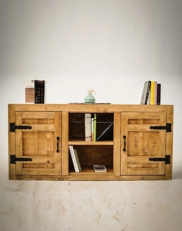 Comoda Equator, lemn masiv pin, 150 x 38 x 80 cm