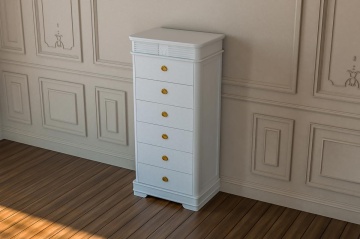 Comoda inalta cu 6 sertare dormitor Marsilia, lemn masiv, L 71 x H 151 cm - Img 3