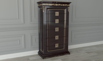 Comoda inalta cu 6 sertare dormitor Romina, lemn masiv, 85 x 42.5 x 151.5 cm - Img 1