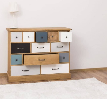 Comoda lemn masiv multicolor cu 13 sertare My Julietta, 120 x 48 x 95 cm - Img 2