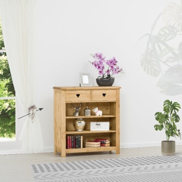 Comoda Lemn Masiv Rustic Ana 2 sertare si 3 rafturi, 100 x 42 x 107 cm