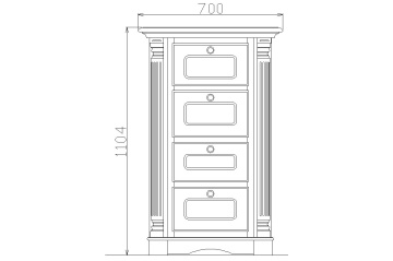 Comoda lemn masiv Sofia cu 4 sertare, 70 x 50 x 154 cm - Img 3