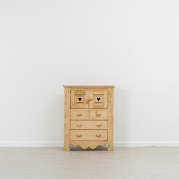 Comoda Rustika cu 2 usi si 4 sertare lemn masiv, 84 x 36 x 107 cm - Img 3